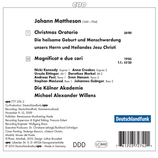 Johann Mattheson: Magnificat/ The holy birth