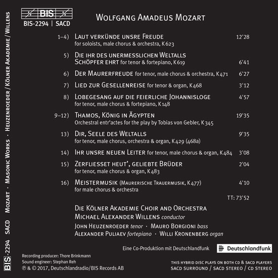 W.A. Mozart: Masonic works
