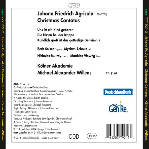 Johann Friedrich Agricola Christmas Cantatas Inlay