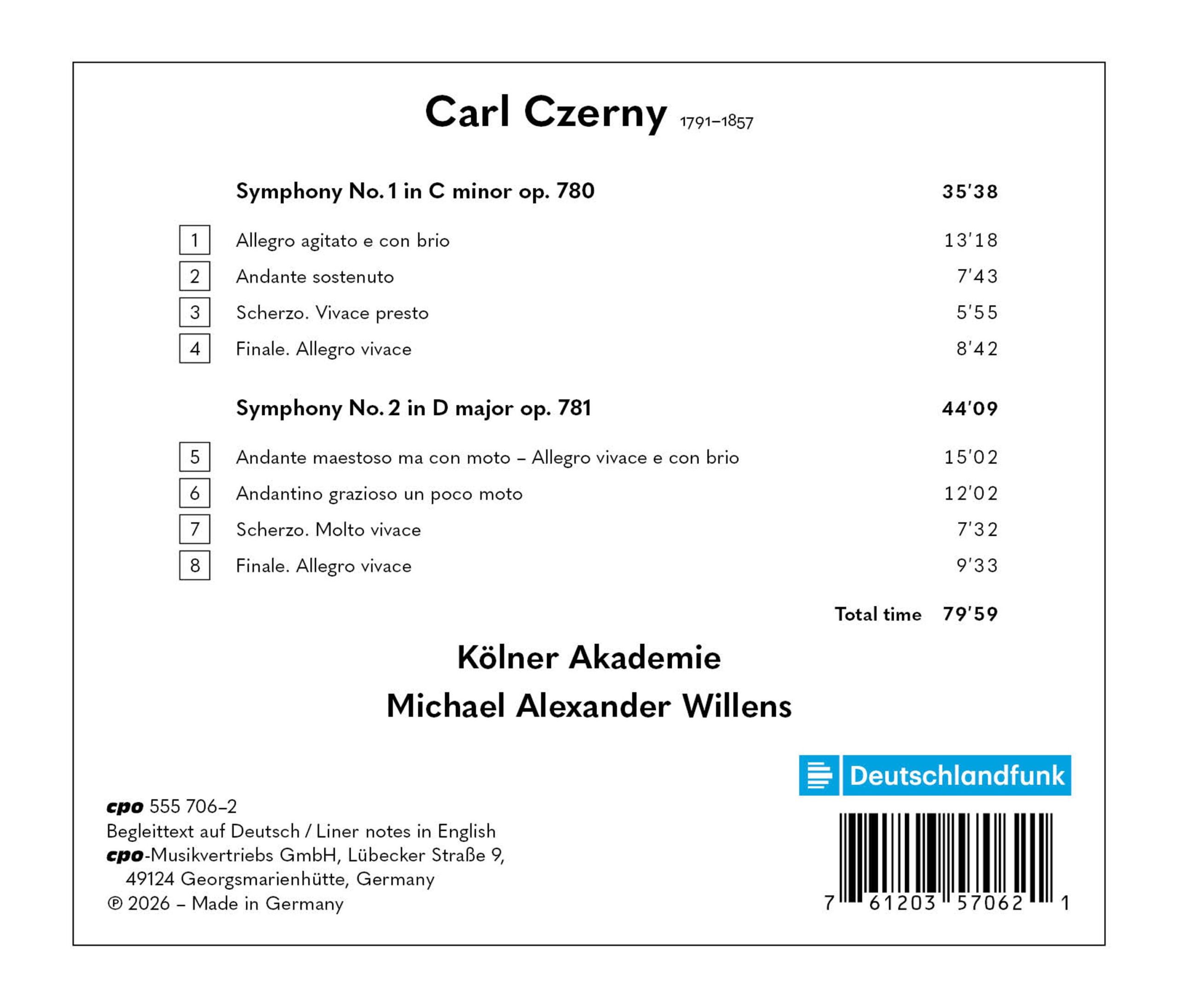 Carl Czerny <br> Symphonien Nr.1 & 2 (op.780 & 781) - Image 2